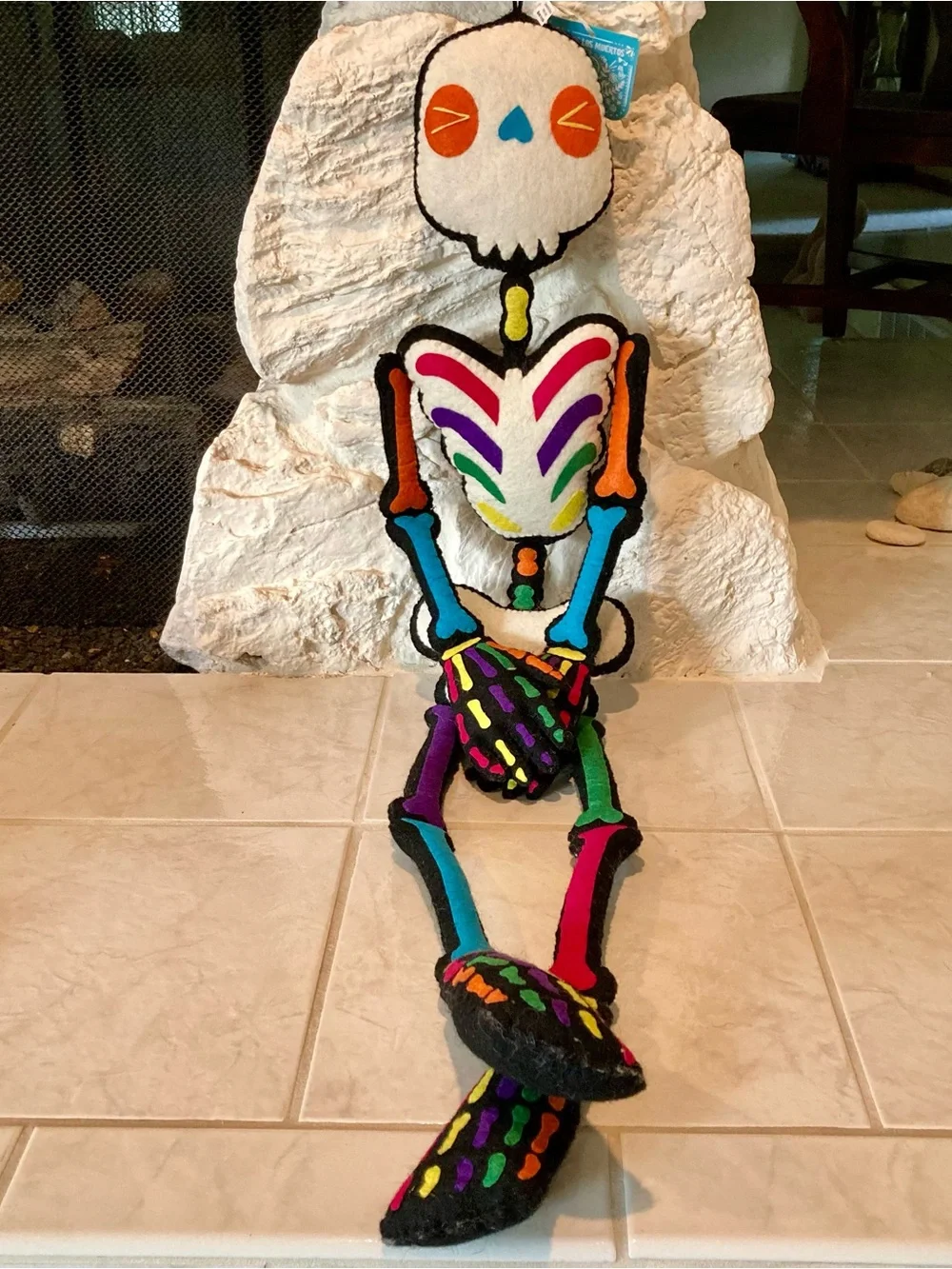 NWT Dia de los Muertos felted rainbow hanging skeleton